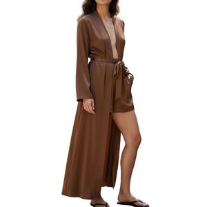 SELFIE LESLIE Rose Dust Pink‎ L/S Maxi Romper Dress with Tie NWT  Size Large